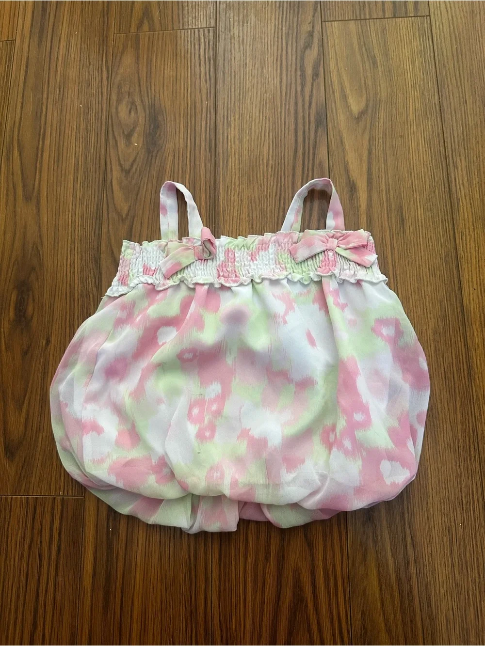 Girls Pink Tie-Dye Bubble with Bow Straps